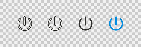 Power button, ON and OFF icon set. Flat vector illustration on transparent background