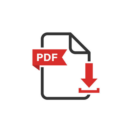 PDF file icon. Download document button. Vector flat illustrationのイラスト素材