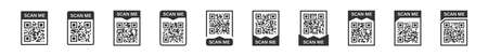 Scan QR code icon set. Template of frames barcode. Web and mobile app. Vector illustrationのイラスト素材