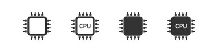 Central processing unit isolated icon. CPU computer chip. Symbol, vector illustration.