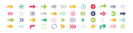 Arrows big color set icons. Arrow icon collection. Cursor simple vector illustration flat style