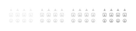 Download button set line black icon for app design. Vector flat isolated icons illustrationのイラスト素材
