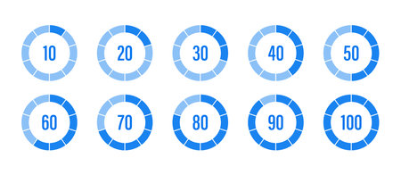 Progress load set loader. Blue vector loading bar set. Vector isolated iconのイラスト素材