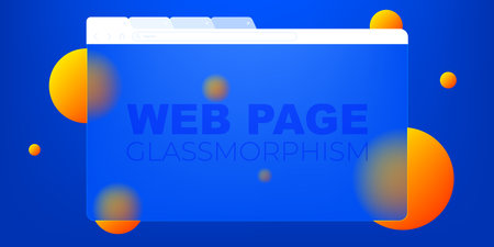 Web page shape glassmorphism style vector template. Browser page background.のイラスト素材