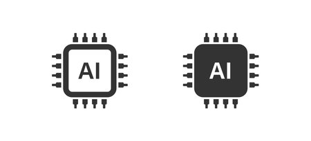 Artificial Intelligence CPU digital technology icon. computer chip. Vector isolated illustrationのイラスト素材