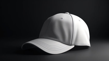 White baseball cap mockup on black backgroundの素材