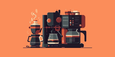 Coffee machine flat illustration. Vector isolatedのイラスト素材