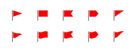 Red flag set icon. Isolated concept of pointer, tag and important sign. vector illustrationのイラスト素材