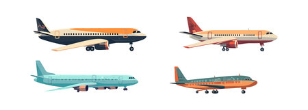 Airplane flat cartoon isolated on white background. vector illustrationのイラスト素材