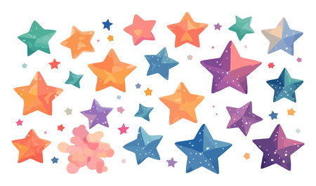 Stars flat cartoon isolated on white background. Vector illustrationのイラスト素材