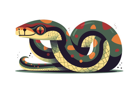 Cute snake flat cartoon isolated on white background. Vector illustration
