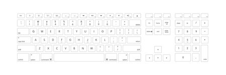 Keyboard laptop and computer isolated, blank modern key button icon. Vectorのイラスト素材