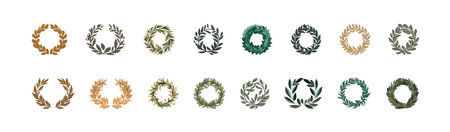 Wreath set isolated on white background. Vector illustrationのイラスト素材