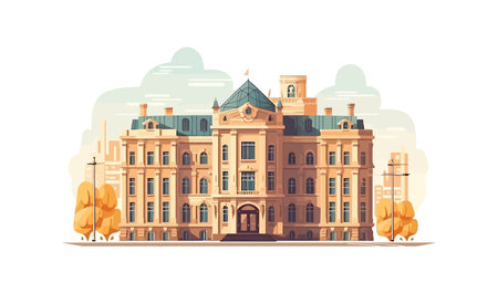 Victorian style house on a white background. Flat vector illustrationのイラスト素材