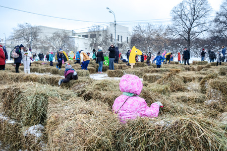 February 18th 2018 - Moscow, park Gorkij. Maslenitsa celebrations.のeditorial素材