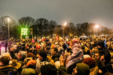 February 18th 2018 - Moscow, park Gorkij. Maslenitsa celebrations.のeditorial素材
