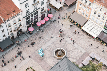 Lviv Ukraine, June 26th 2018. Landscape of Lviv from the top of the tower of City Hall.のeditorial素材