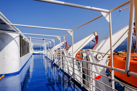 2018 September 24th, Syros ferryboat, Greece. Wind can be extremely strong on the Aegean sea. When is more than 70Km/h also big ferriboats cannot travel.のeditorial素材