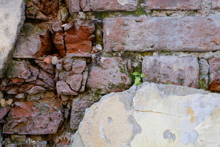 Wall pattern of the ancient structure of buildings in a city. Geometrical and minimalist design.の写真素材