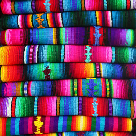 colorful blankets from Guatemalaの写真素材