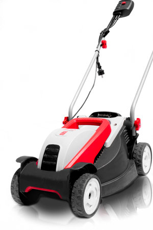 New lawn mower isolated on a white backgroundの写真素材