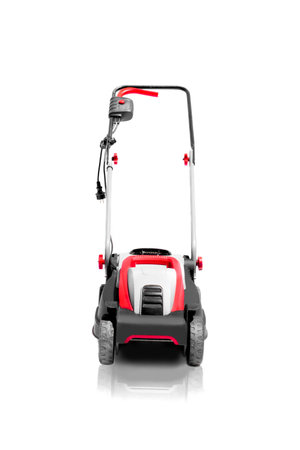 New lawn mower isolated on a white backgroundの写真素材