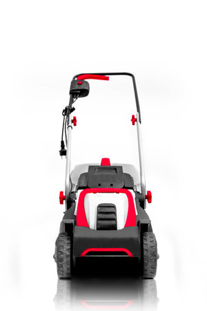 New lawn mower isolated on a white backgroundの写真素材
