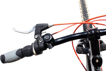 brake on a mountain bike isolated on white backgroundの写真素材