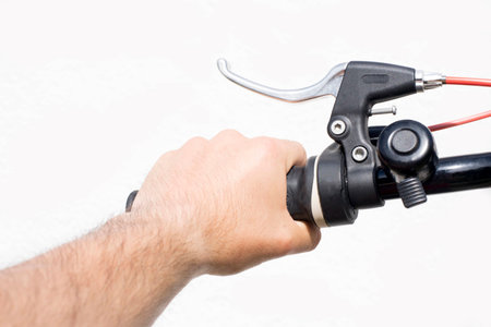 brake on a mountain bike isolated on white background