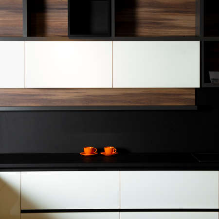 Minimalistic, Lively and modern kitchen in a expensive flatの写真素材