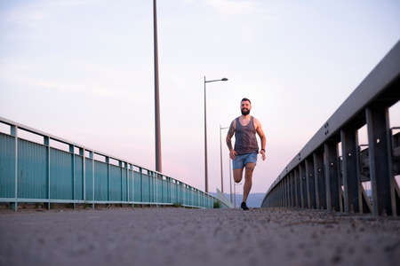 Training outside during a beautiful spring morningの写真素材