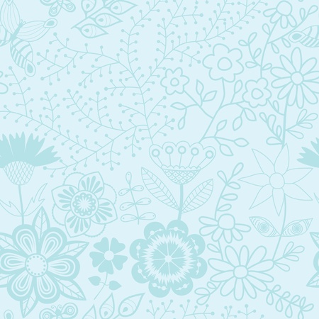 Seamless texture with flowers and butterflies. Endless floral pattern.のイラスト素材