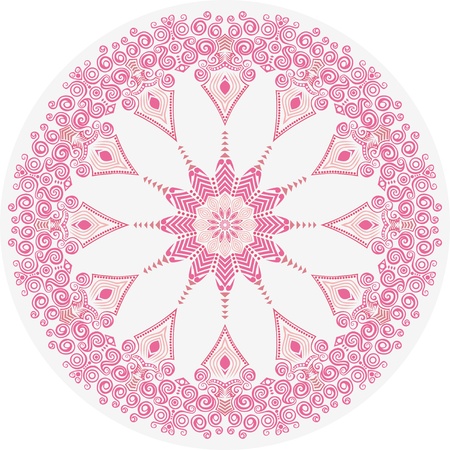 ornamental round lace pattern, circle background with many details, looks like crocheting handmade laceのイラスト素材