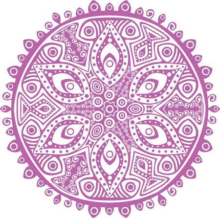 ornamental round lace pattern, circle background with many details, looks like crocheting handmade laceのイラスト素材