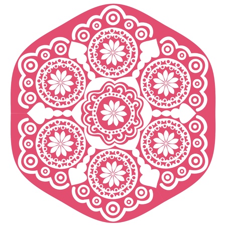 ornamental round lace pattern, circle background with many details, looks like crocheting handmade laceのイラスト素材