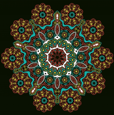 ornamental round lace pattern, circle background with many details, looks like crocheting handmade laceのイラスト素材