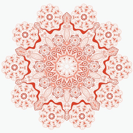ornamental round lace pattern, circle background with many details, looks like crocheting handmade laceのイラスト素材