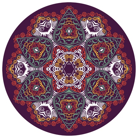 ornamental round lace pattern, circle background with many details, looks like crocheting handmade laceのイラスト素材