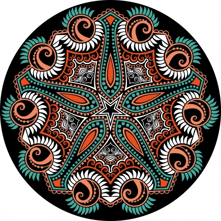 ornamental round lace pattern, circle background with many details, looks like crocheting handmade laceのイラスト素材