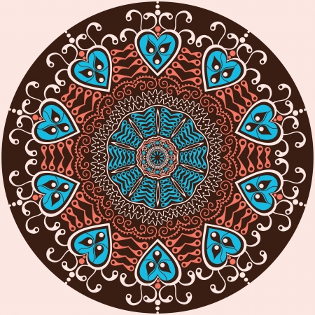 ornamental round lace pattern, circle background with many details, looks like crocheting handmade laceのイラスト素材