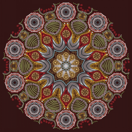 ornamental round lace pattern, circle background with many details, looks like crocheting handmade laceのイラスト素材