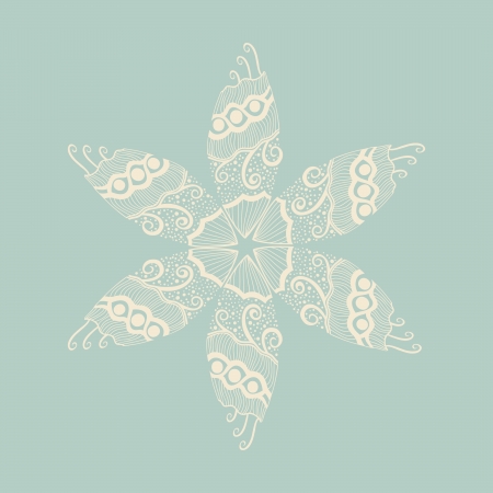 ornamental round lace pattern, circle background with many details, looks like crocheting handmade laceのイラスト素材