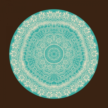 ornamental round lace pattern, circle background with many details, looks like crocheting handmade laceのイラスト素材