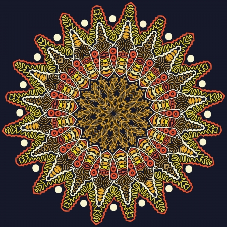 ornamental round lace pattern, circle background with many details, looks like crocheting handmade laceのイラスト素材