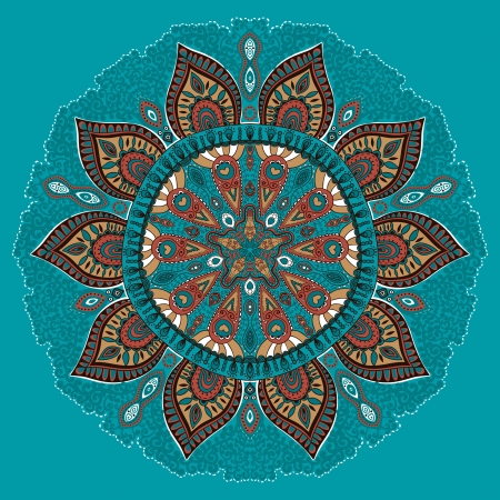 ornamental round lace pattern, circle background with many details, looks like crocheting handmade laceのイラスト素材