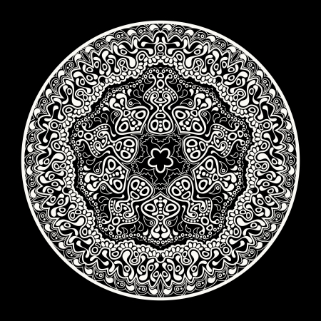 ornamental round lace pattern, circle background with many details, looks like crocheting handmade laceのイラスト素材