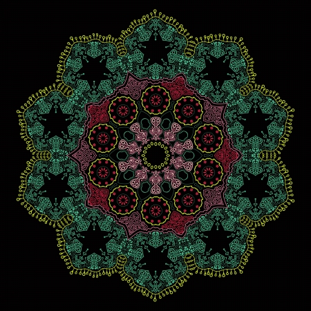 ornamental round lace pattern, circle background with many details, looks like crocheting handmade laceのイラスト素材