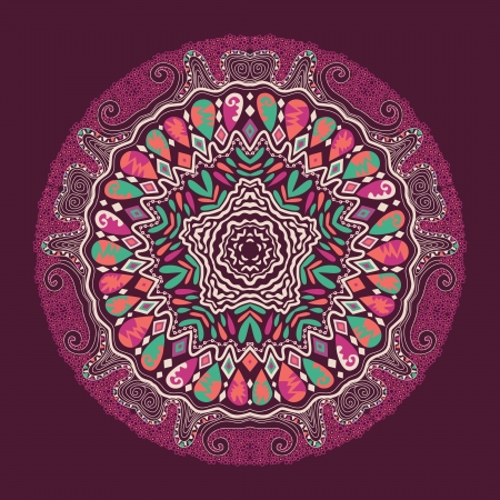 ornamental round lace pattern, circle background with many details, looks like crocheting handmade laceのイラスト素材
