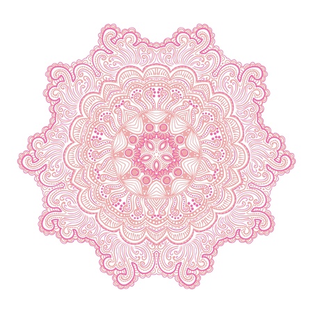 ornamental round lace pattern, circle background with many details, looks like crocheting handmade laceのイラスト素材