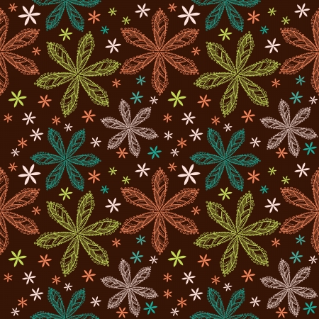 Colorful floral seamless pattern in cartoon style. のイラスト素材